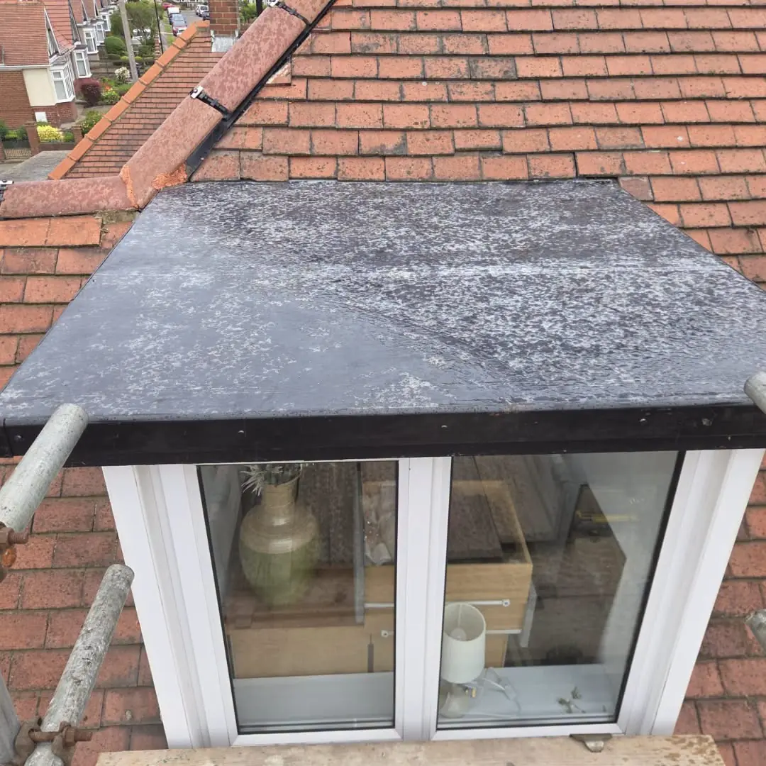 The same dormer finished in a new EPDM rubber membrane with dressed edges